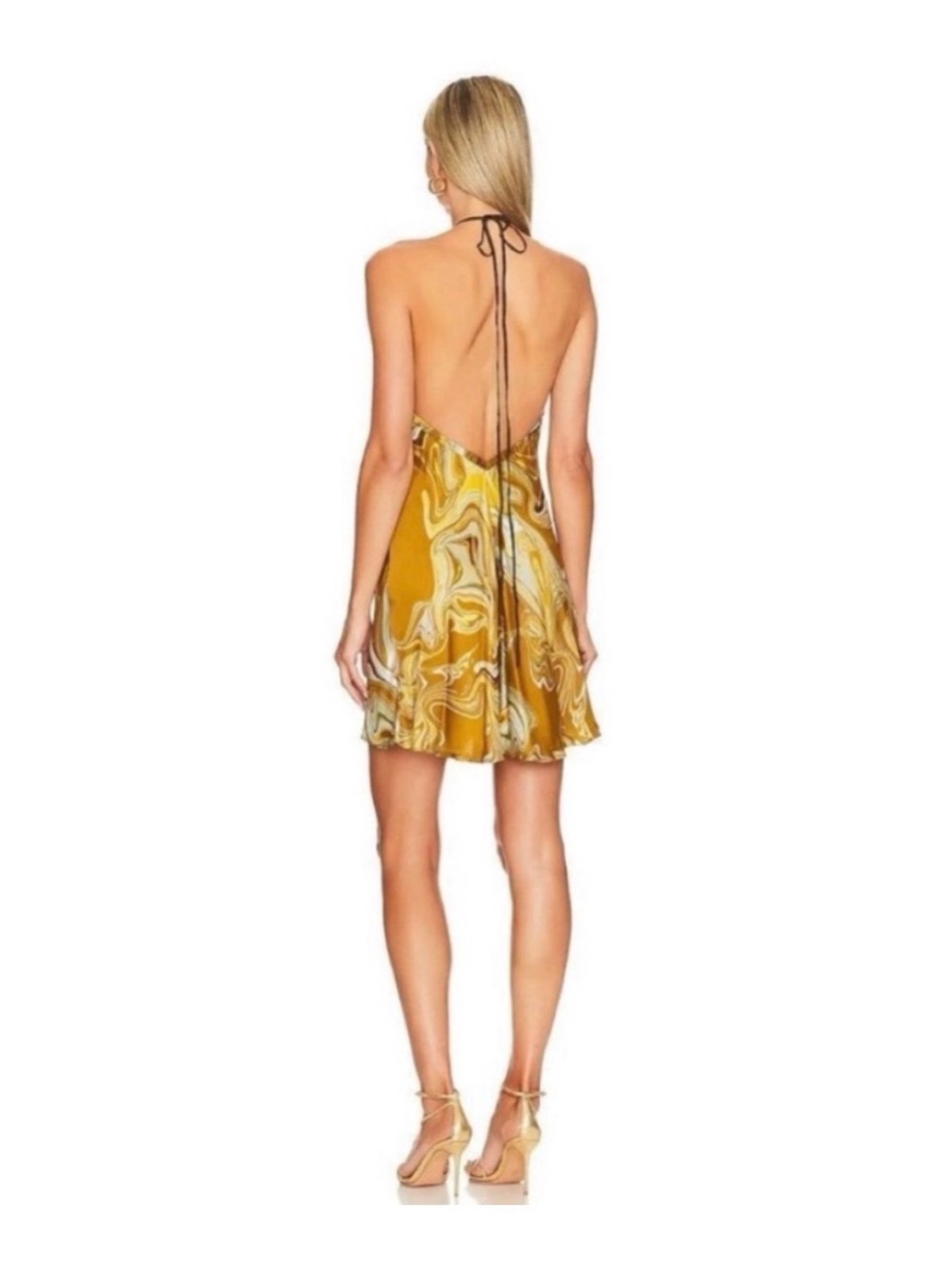 Bec & Bridge Swirl Print Mini Dress - Gold - Picture 3 of 4